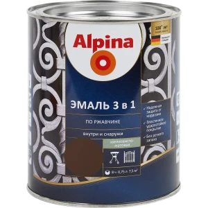 Грунт-эмаль по ржавчине 3 в 1 Alpina полуматовая цвет шоколадный 0.75 л