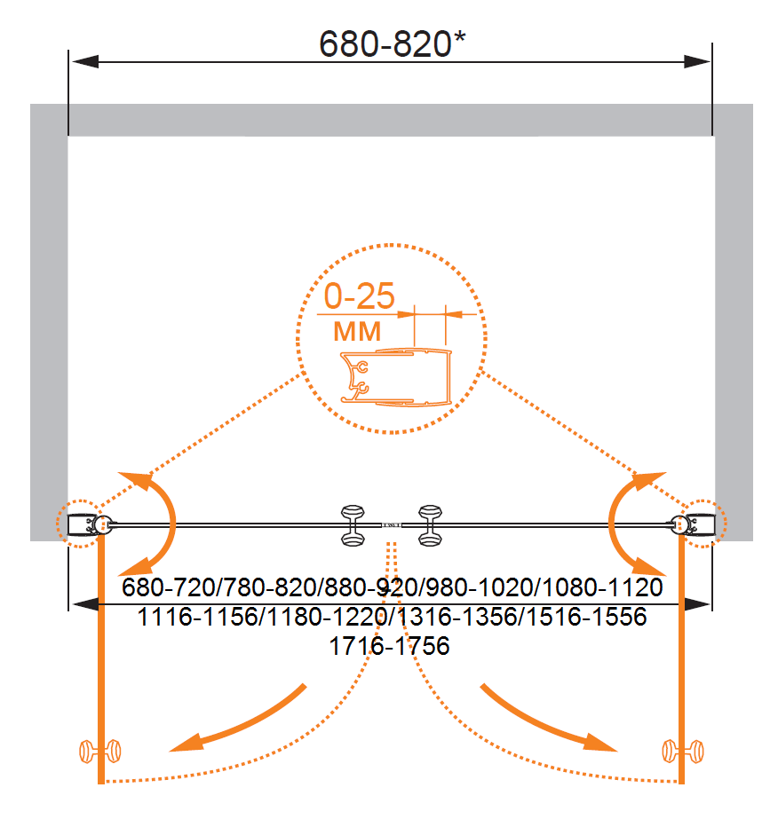 Душевая дверь в нишу CEZARES ELENA-W-B-2-70-C-Cr - Вид №4