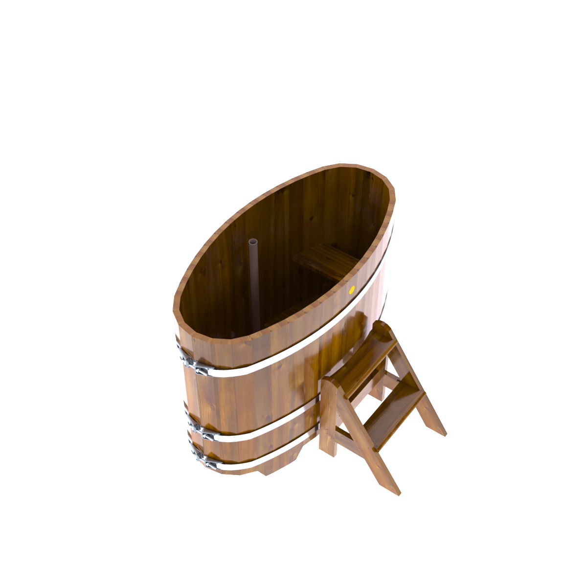 2172 Купель овальная из лиственницы Рустик 0,69х1,31х1,0 морёная Alyarus  - Вид №1