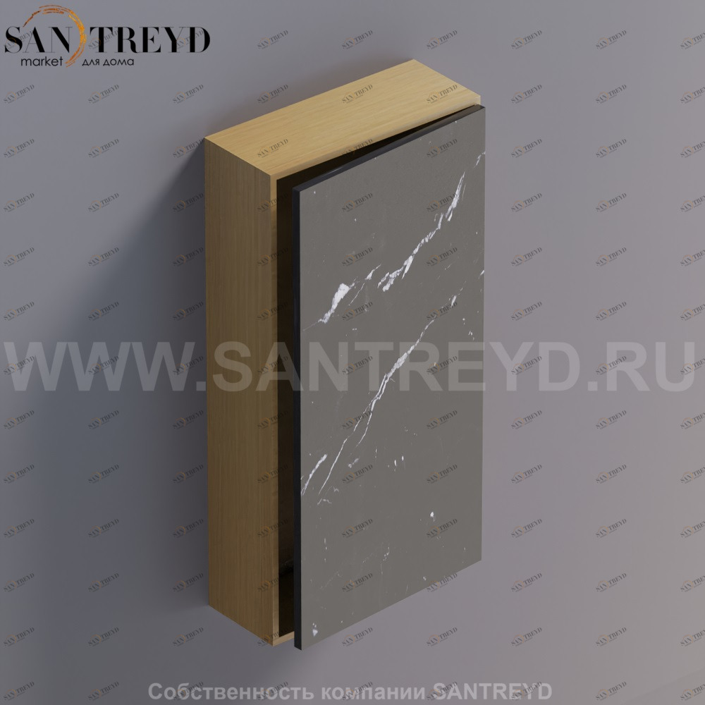 LIFT Модульный шкаф 80 см с правой дверью на доводчиках. Модули могут располагаться горизонтально и вертикально. Отделка: натуральный дуб и черный мрамор. AMOB052NMRTDX Agape