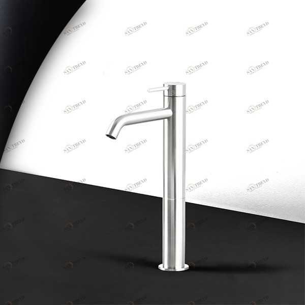 Смеситель для раковины сталь глянцевая с белой ручкой Toki Radomonte TKI3LCIL11