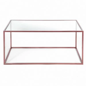 Журнальный столик стеклянный с медными ножками 80 см Darmian into copper INTELLIGENT DESIGN  260710 Медь;прозрачный