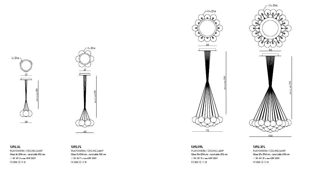 Металлический подвесной светильник из боросиликатного стекла Cangini & Tucci затмение ARCH-00053683 - Вид №5