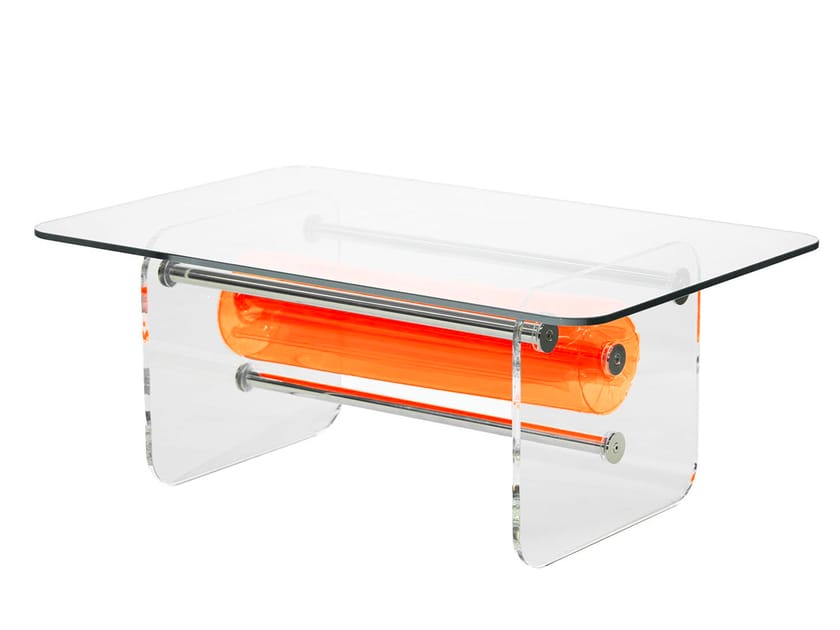 Прямоугольный журнальный столик из ПММА и стекла KUUMO COFFEE TABLE MW ORANGE ARCH-00116899