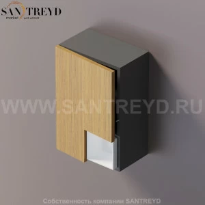 FLAT V Подвесной шкаф с мыльницей с петлями слева. Отделка: темно-серая краска и тик. AFXMO240042DGPT