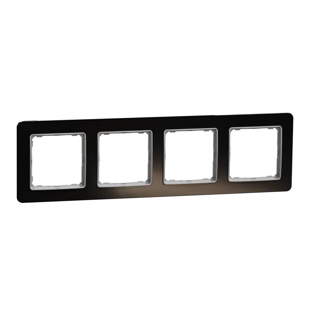Рамка для розеток и выключателей Systeme Electric Sedna Design 4 поста, цвет чёрное стекло 84828417 STLM-2103917 - Вид №1