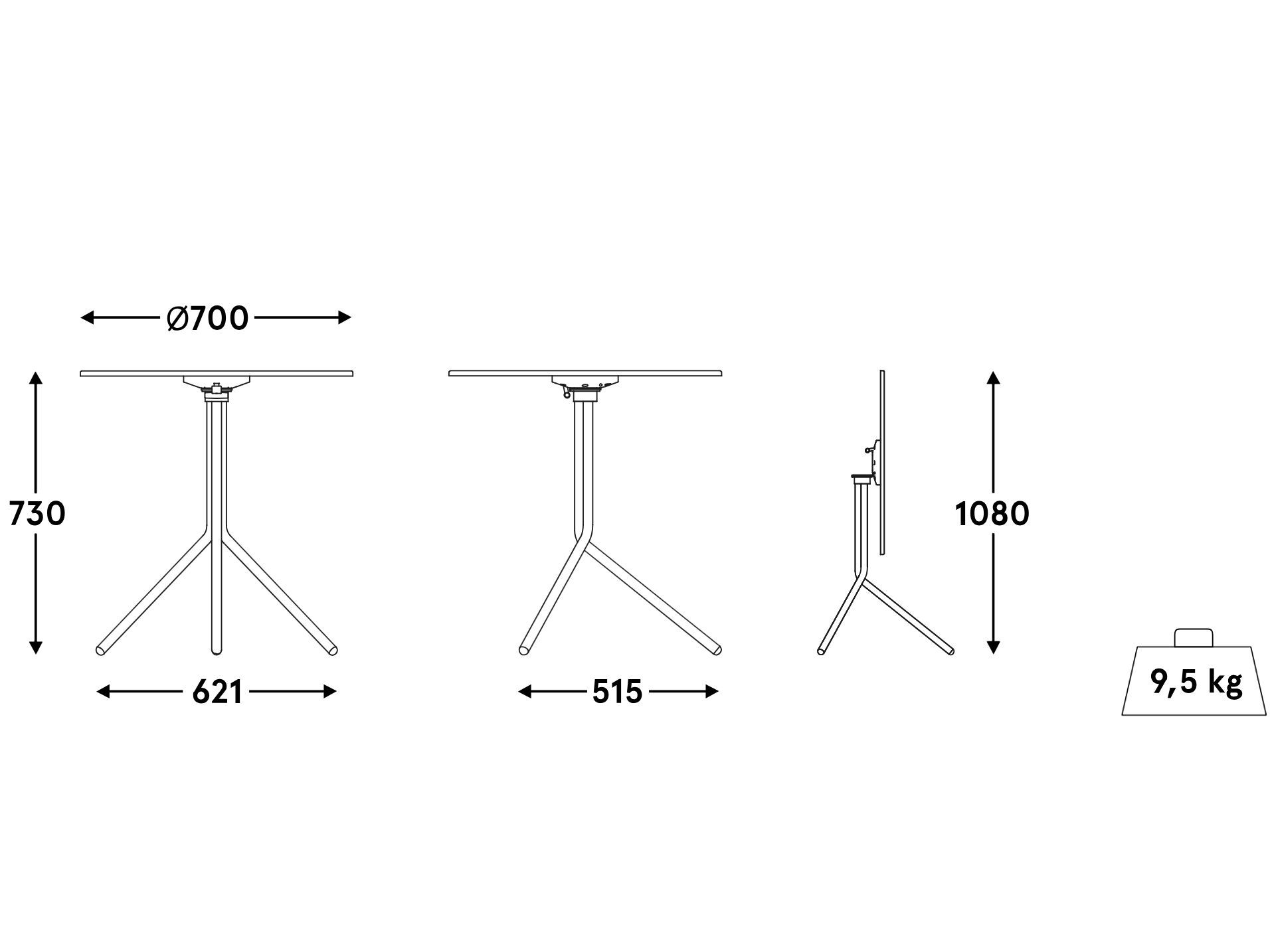 Стальной складной журнальный столик с порошковым покрытием MDD LUNA ARCH-00075125 - Вид №8
