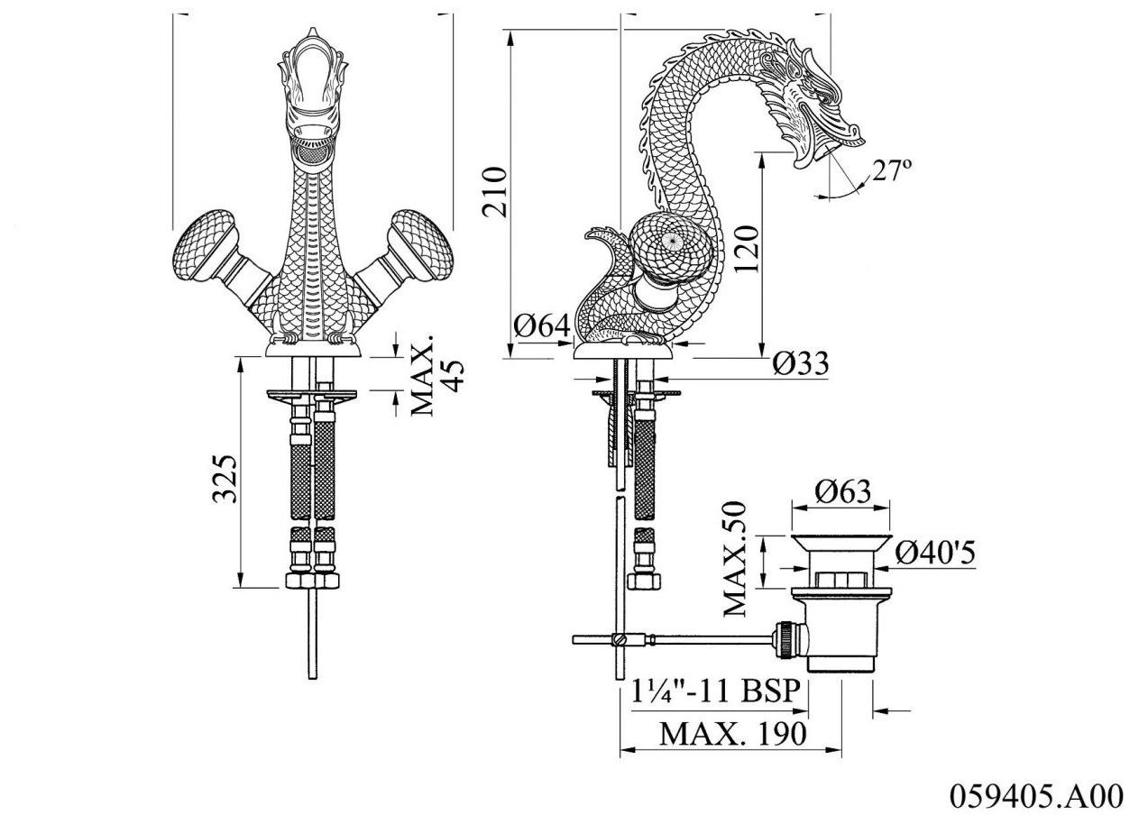Bronces Mestre Смеситель для раковины на одно отверстие Dragon sun-id-1495997 - Вид №1