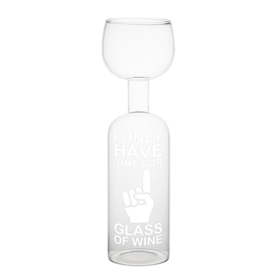 Бокал бутылка 750 мл only time for one glass BIGMOUTH ДИЗАЙНЕРСКИЕ 00-3862992 Прозрачный  - Вид №1