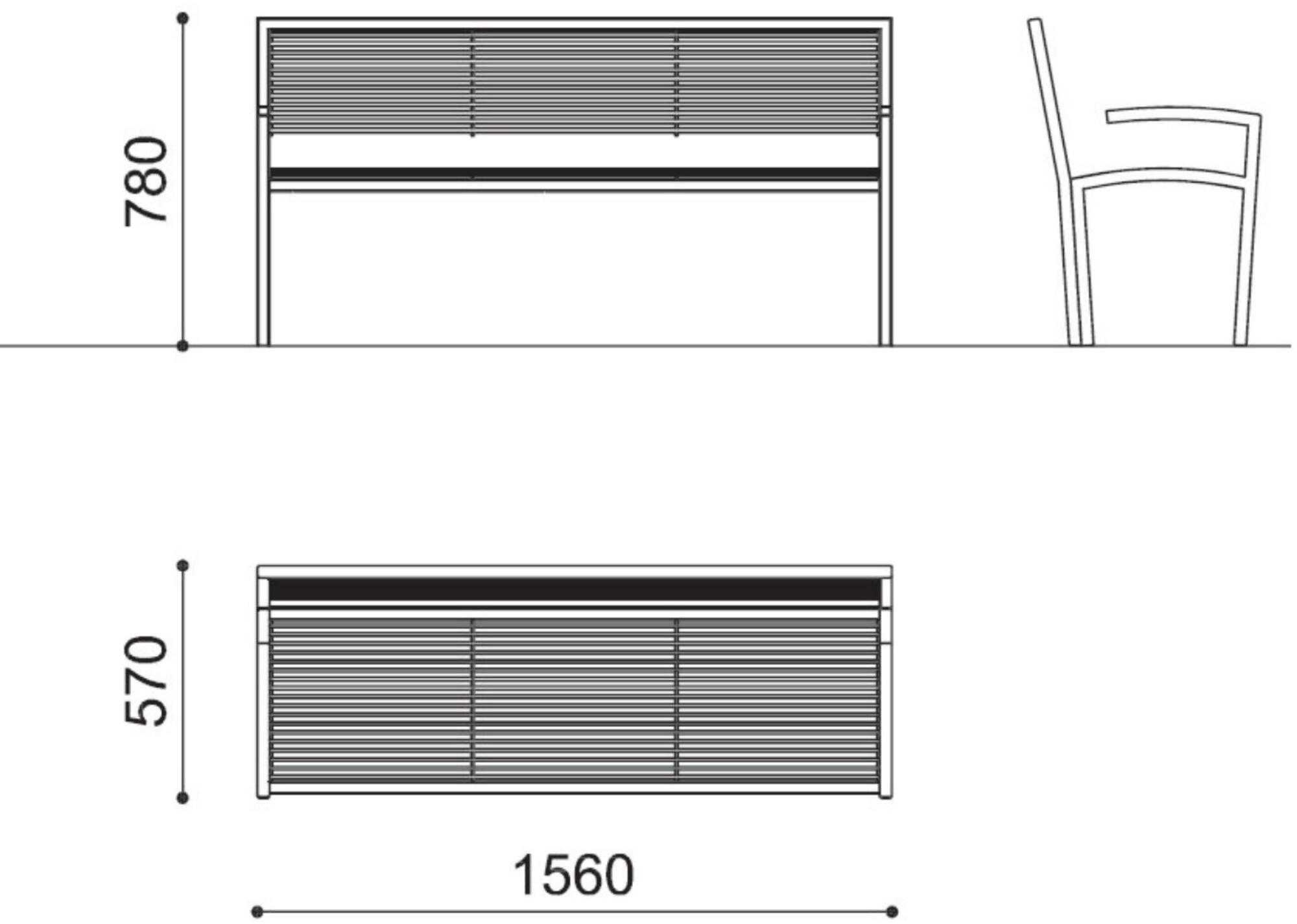 City Design Скамья из дерева с подлокотниками со спинкой Camilla Camilla - swb - Вид №2