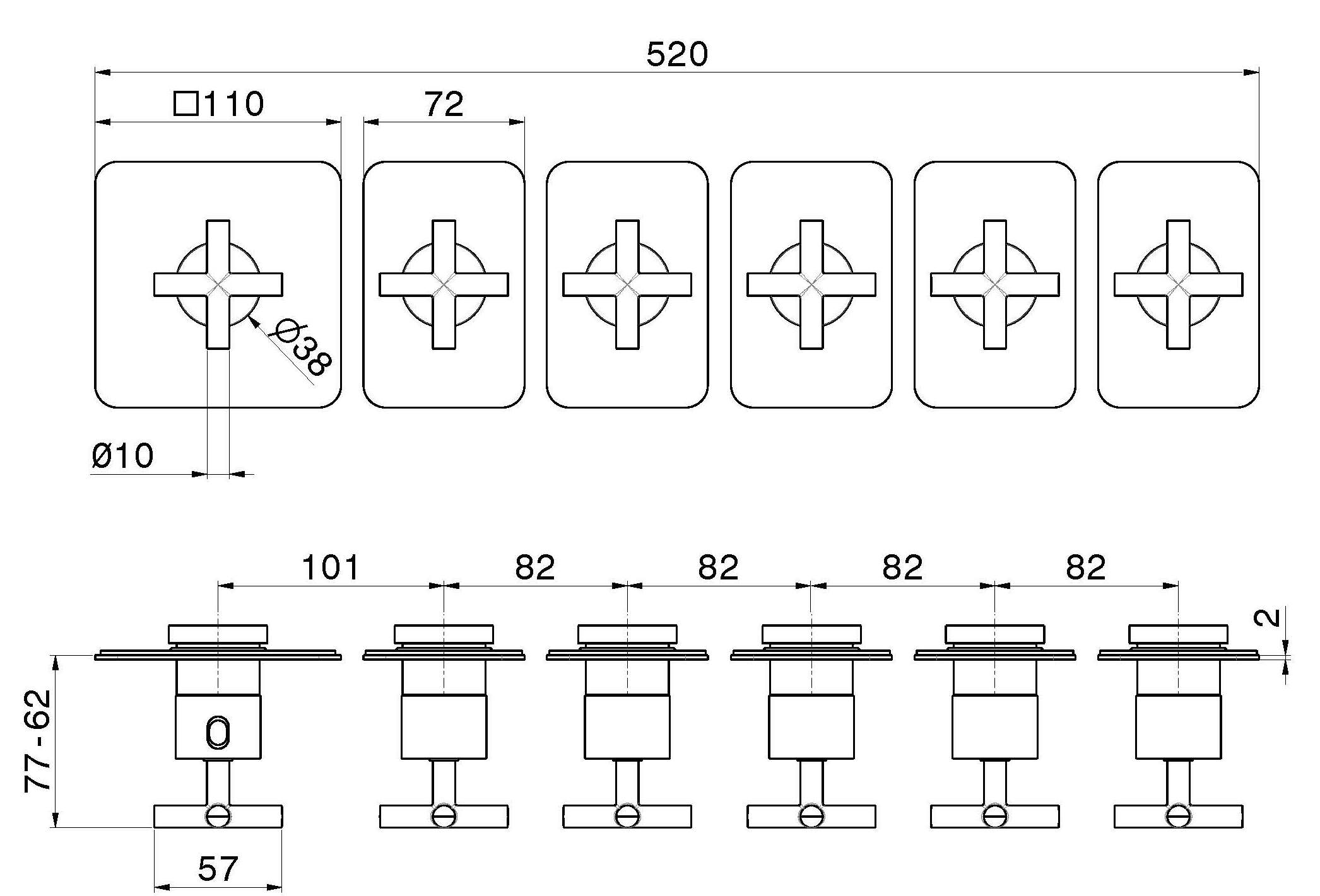 Термостатический смеситель для душа с 6 отверстиями Newform многофункциональные термостаты с 5 выходами ARCH-00053891 - Вид №3