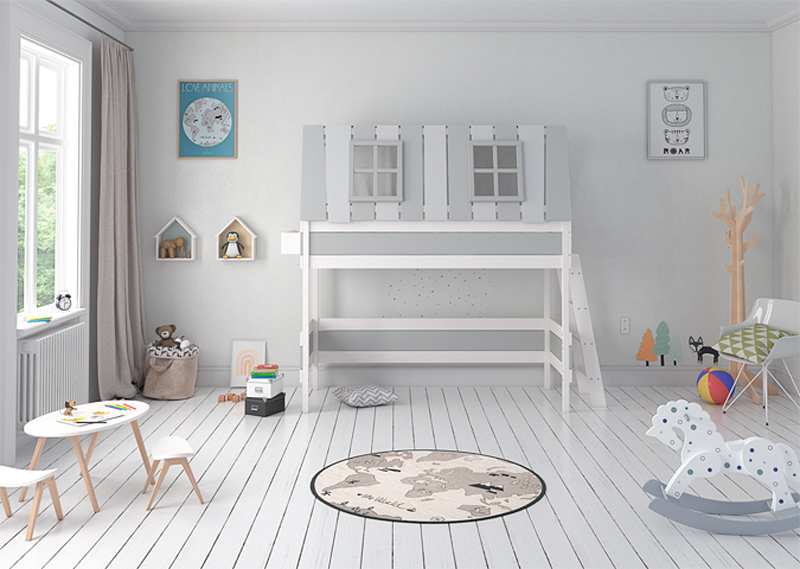 Кровать-чердак Home West M 80х160 см белая, серая ELLIPSE ELLIPSE HOME 351809 Белый;серый Santreyd  - Вид №2