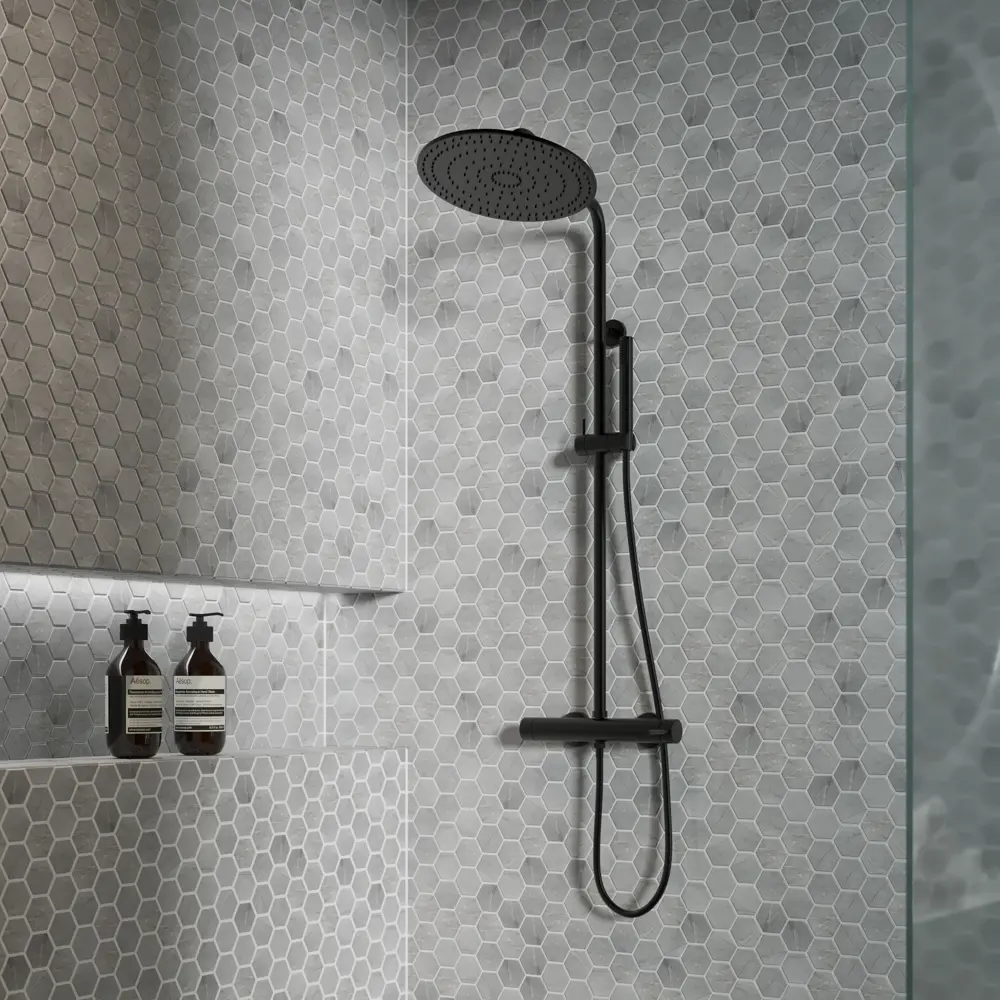 Мозаика керамическая Smart Mosaic Homework Hexagon Marblegrey Мат 27.1x28.2 см цвет серый 82909305 STLM-2030911
