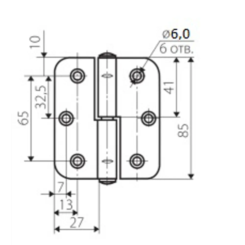 82105930 Петля съемная левая ПН-85 85x65 мм сталь цвет белый цинк STLM-0019046 Santreyd  - Вид №3