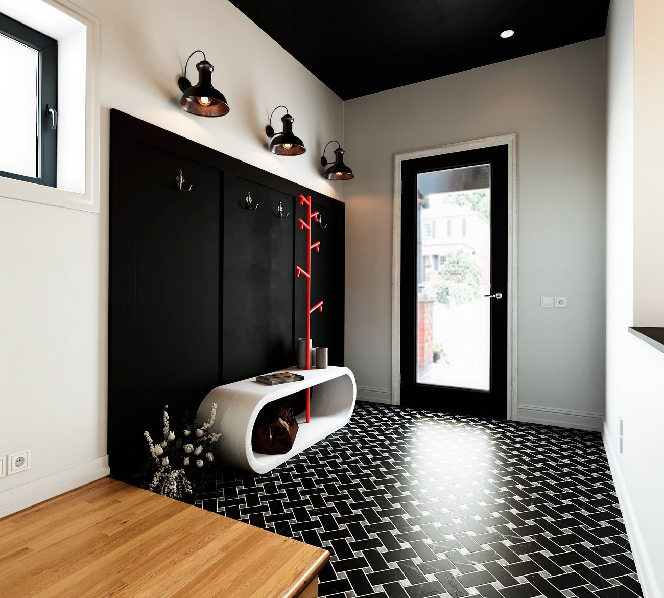 Банкетка Bellona серая с вешалкой ODINGENIY ДИЗАЙНЕРСКИЕ, ЦИКЛ 178307 Беленый дуб;серый  - Вид №3