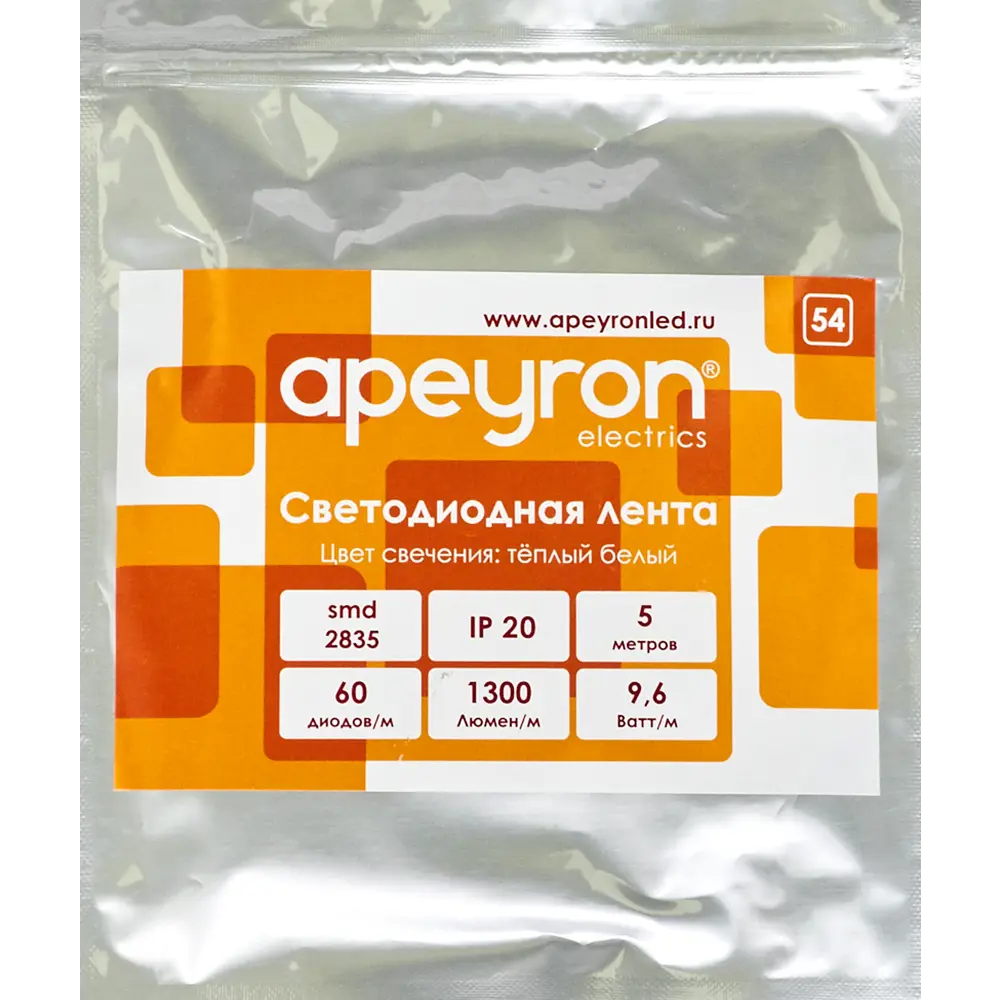 Светодиодная лента 9Вт/60LED/м свет тёплый белый IP23 17901251 STLM-2032547 APEYRON  - Вид №4
