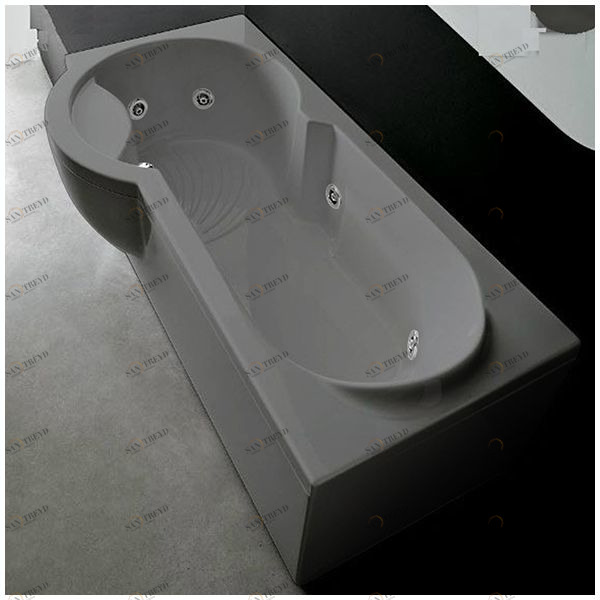 Ванна Gruppo treesse Simona V5677-SX-SE серая с гидромассажем прямоугольная правая STDV5677SXSE