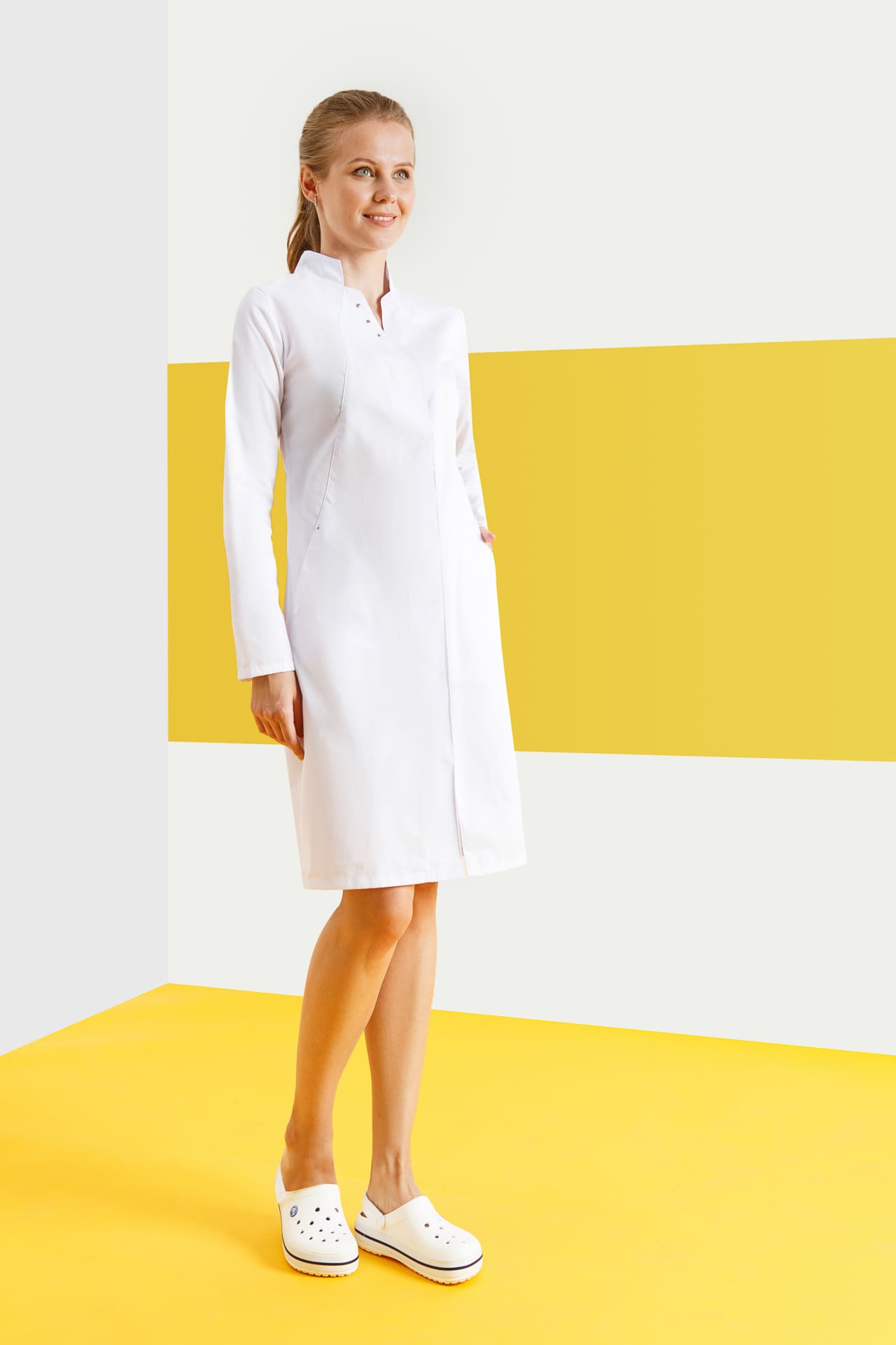 4957333 Халат "Элегант" белый  Медицинская одежда  размер 46 Спецодежда  - Вид №3