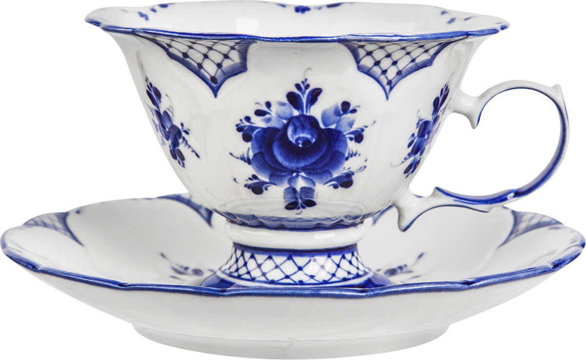 10621814 Гжельский фарфоровый завод Чайная пара "Цветок" 1с Фарфор, Керамика 