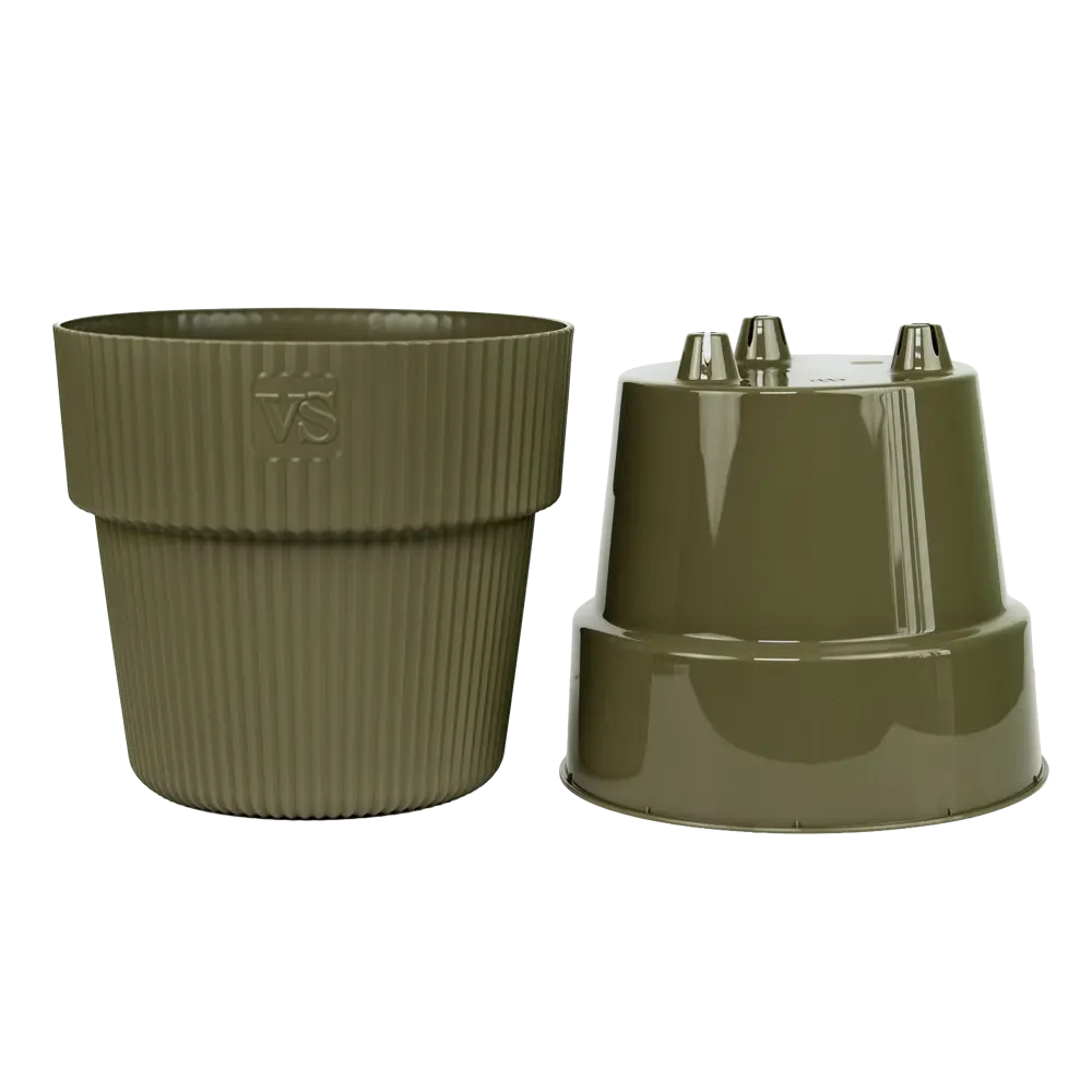 Горшок цветочный Amо Алемар 21x21x19 см v4.8 л пластик оливковый Santreyd STLM-2115380 - Вид №1