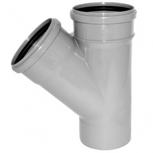 Тройник канализационный ПВХ Д110х110мм 45 градусов Политек 6277 - Вид №1