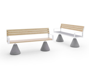 Алюминиевая скамья со спинкой и коническим основанием