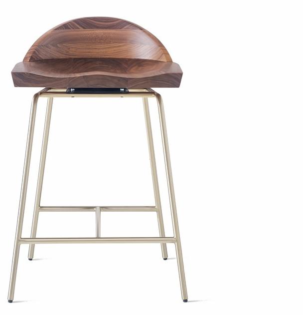 BassamFellows Табурет из стали и дерева со спинкой Spindle Cb-282 - Вид №1