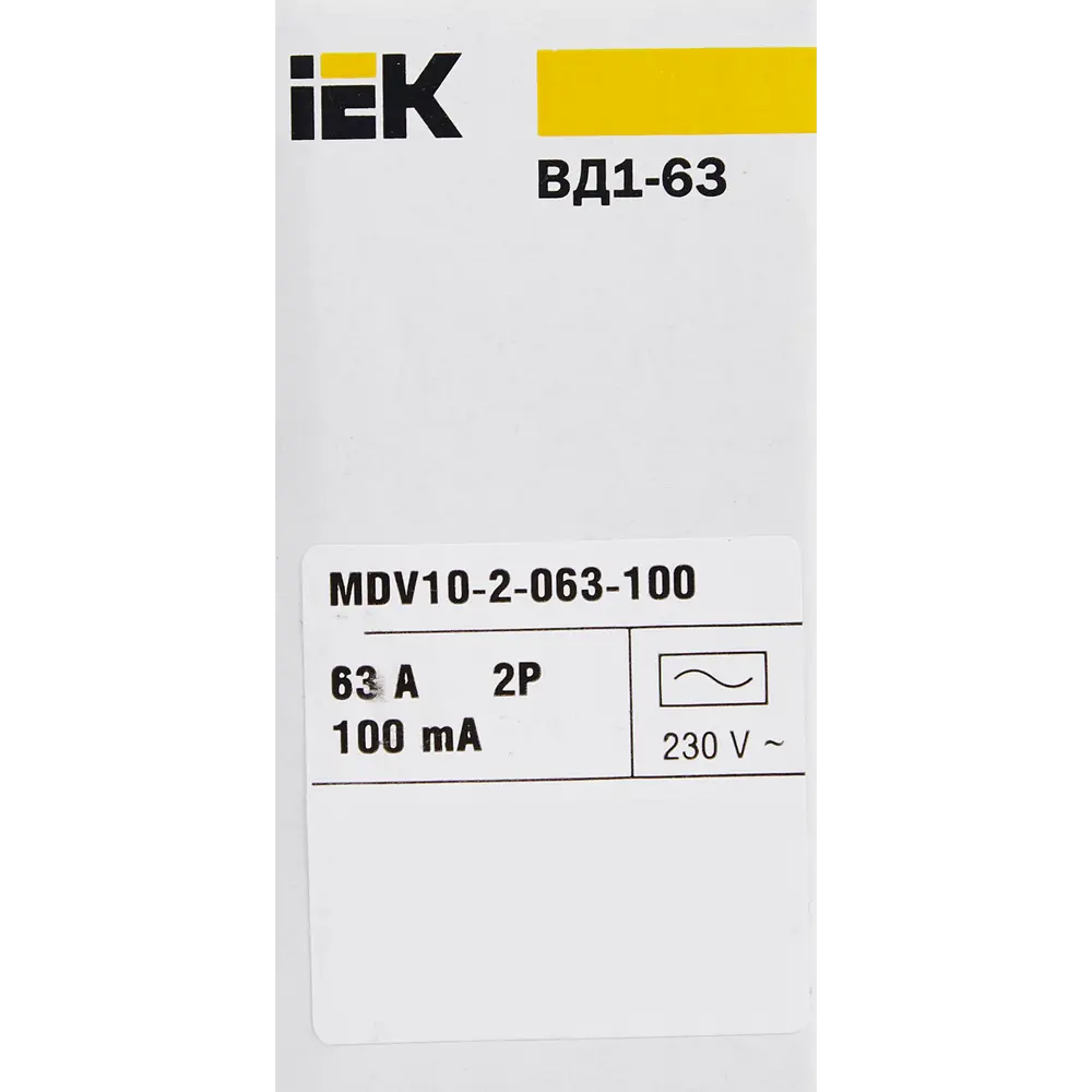 УЗО IEK ВД1-63 2Р 63 А 100 мА 4.5 кА AC 82309851 STLM-2090746  - Вид №6