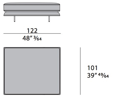 Turri Прямоугольный пуф из ткани с обивкой Blues B468 - Вид №2