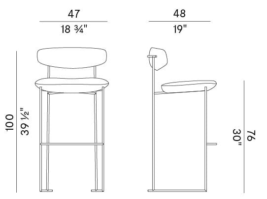 Садовая ткань и металлический высокий стул со спинкой Potocco Keel ARCH-00128279 - Вид №4