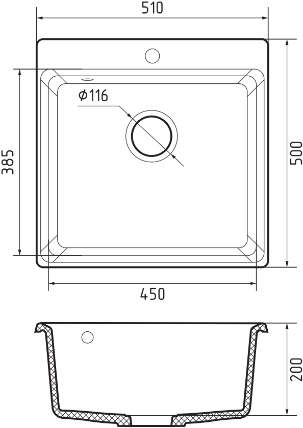 Кухонная мойка Искусственный камень LEVEL S249 GranFest LV-510-S249 - Вид №2