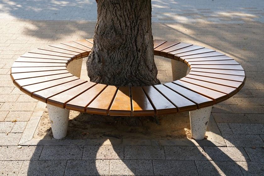 ENCHO ENCHEV - ETE Круглая скамья из бетона и дерева без спинки  151  - Вид №2