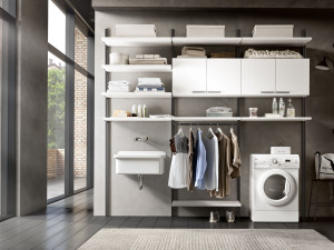 Деревянный подвесной шкаф для белья со стиральной машиной