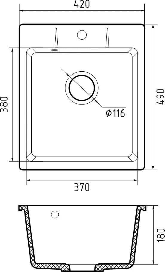 Кухонная мойка Кварц URBAN S365 GranFest 242-S365 - Вид №1