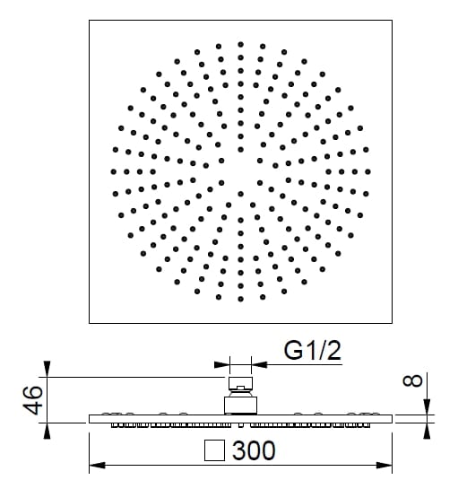Квадратная душевая головка из нержавеющей стали с кронштейном BEAMTECH BRISTOL BRIQ300 ARCH-00027155 - Вид №2