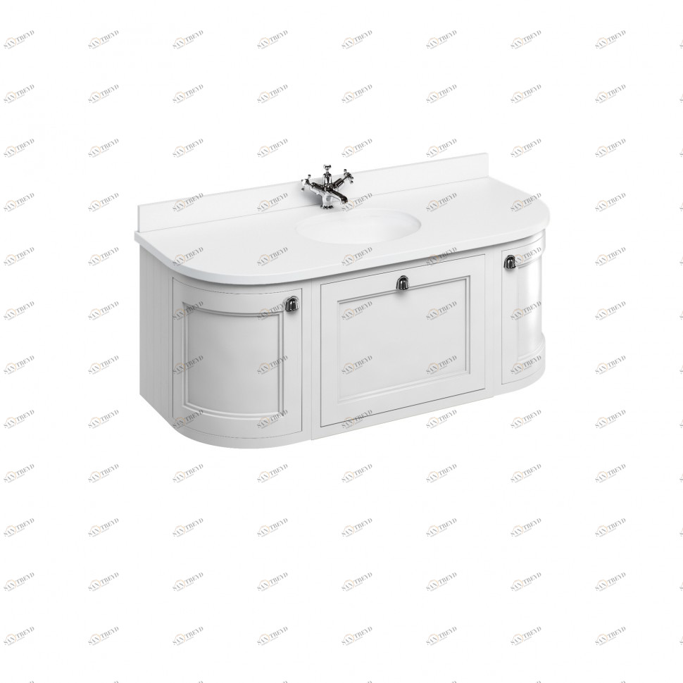Тумба со столешницей 134 см, подвесная, цвет белый [FW4W + BW13] Classic Burlington FW4W, BW13 1340 x 550 x 510