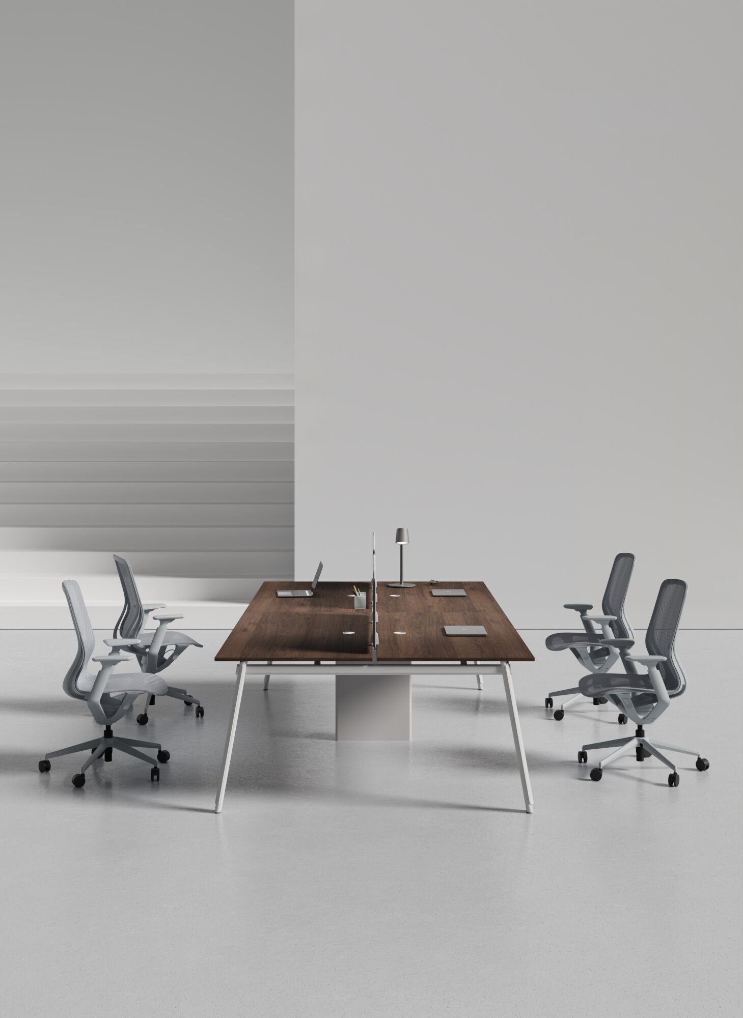 Многоуровневая рабочая станция из МДФ с звукопоглощающими перегородками WORKSPACE AVA 4 FACE TO FACE ARCH-00020434 - Вид №2