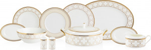 10657438 Noritake Сервиз столовый Noritake Трефолио,золотой кант на 6 персон 26 предметов, фарфор Фарфор костяной