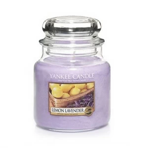 Свеча средняя в стеклянной банке "Лимон и Лаванда" Lemon Lovender 411 гр 65-90 часов+ YANKEE CANDLE  267983 Фиолетовый