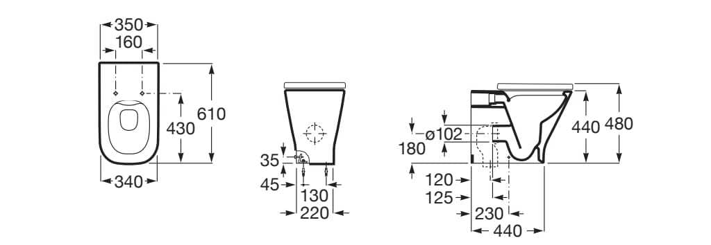 Фарфоровый туалет без пола Roca The Gap ARCH-00097164 - Вид №2