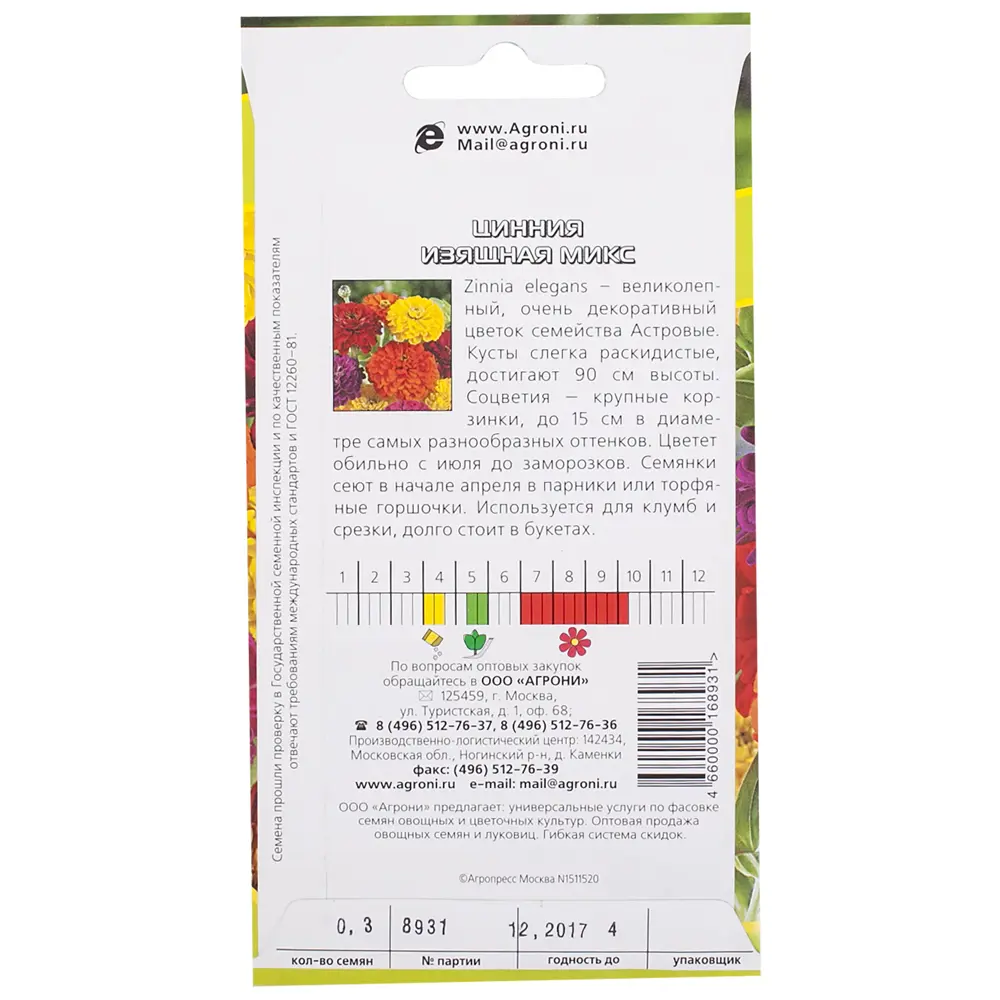 Семена цветов Цинния изящная микс смесь окрасок Agroni 17251439 STLM-2143573  - Вид №1