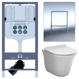 Комплект инсталляции Aquatek Pneumo N 49 с безободковым унитазом AM.PM Force клавиша Aquatek Pnn-0000002 серая 89445494 STLM-2029183