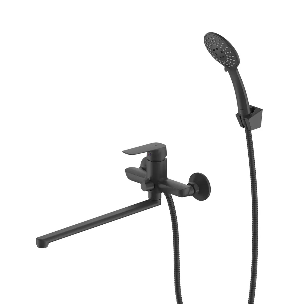 Смеситель для ванны Iddis Token однорычажный универсальный с лейкой и шлангом цвет черный STLM-2069956