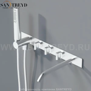 Agape SQUARE Термостат с ручным душем для ванны хромированный матовый ARUB1118SP