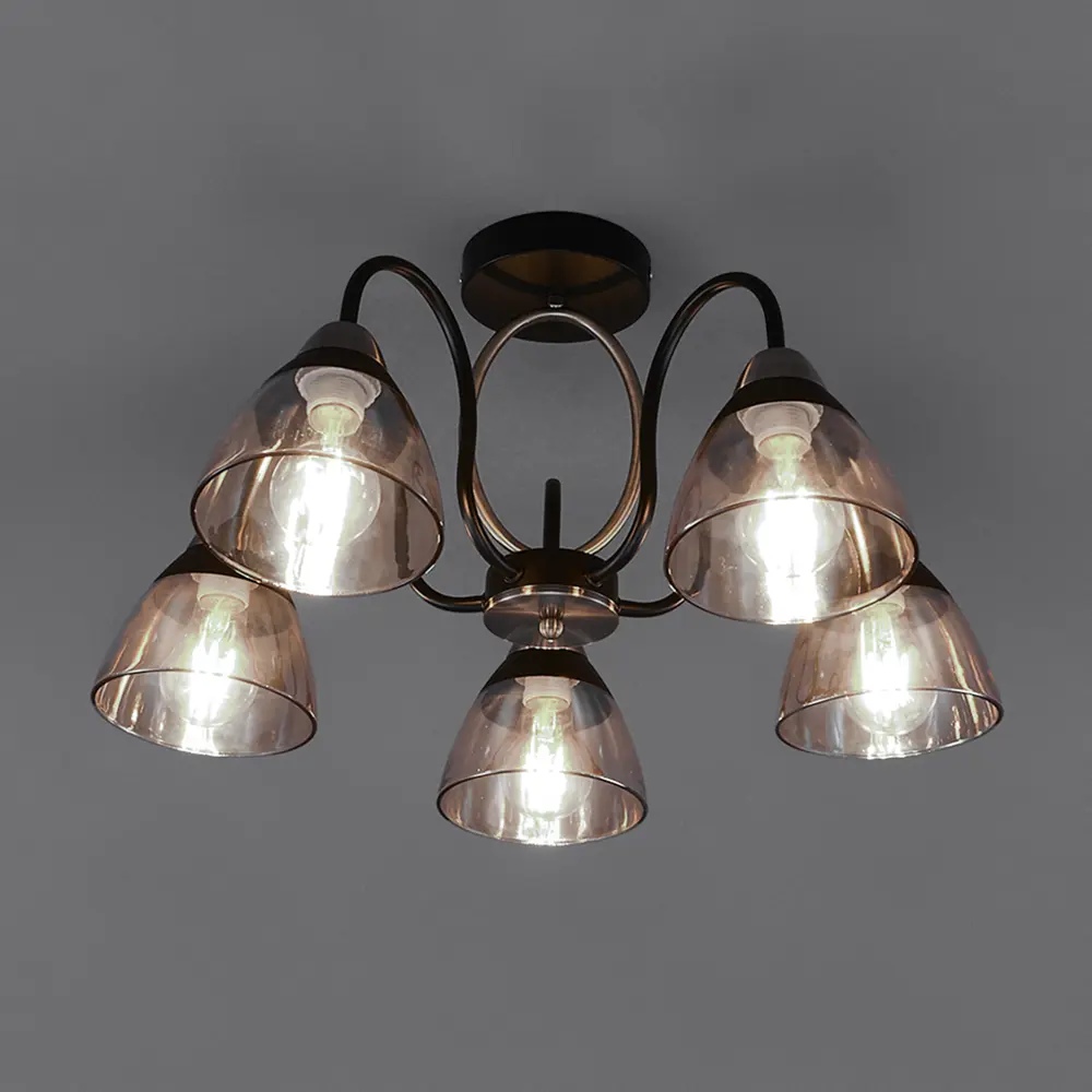 Люстра потолочная JLIGHT FIONA 5 лампы 24 м², цвет черный/бронза 84534228 STLM-2062498  - Вид №3