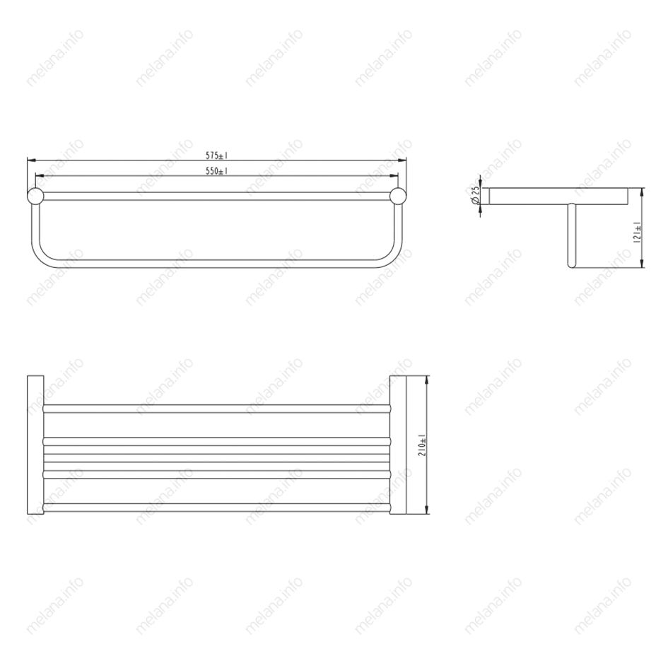 Полка для полотенец MELANA сатин хром MLN-865003 865 серия - Вид №1