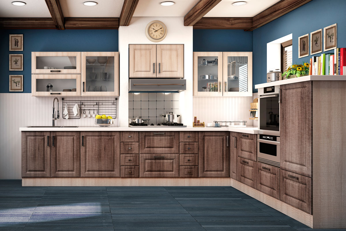 Фасады для кухни Кантри Фрезеровка «Прямоугольник Фолк» Рубелит №555 SIDAK SIST1887-218 - Вид №1