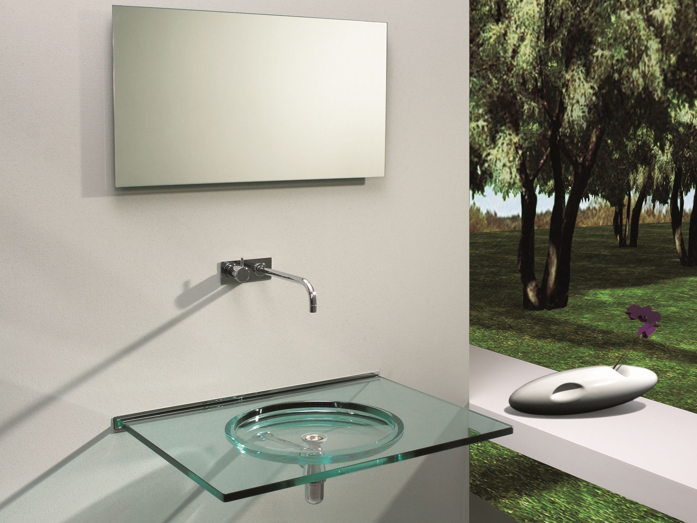 Кристалл прямоугольный одиночный подвесной умывальник Rapsel Nost ARCH-00035184 - Вид №1