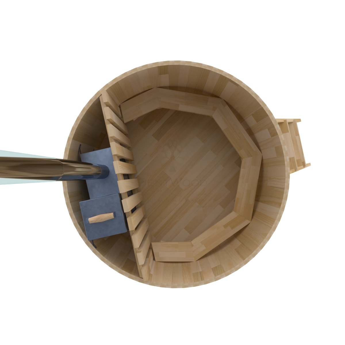 2112 Фурако из кедра D=1.8 с внутренней печкой. Высота 1,2м. Исполнение "Сращенная". Alyarus  - Вид №3