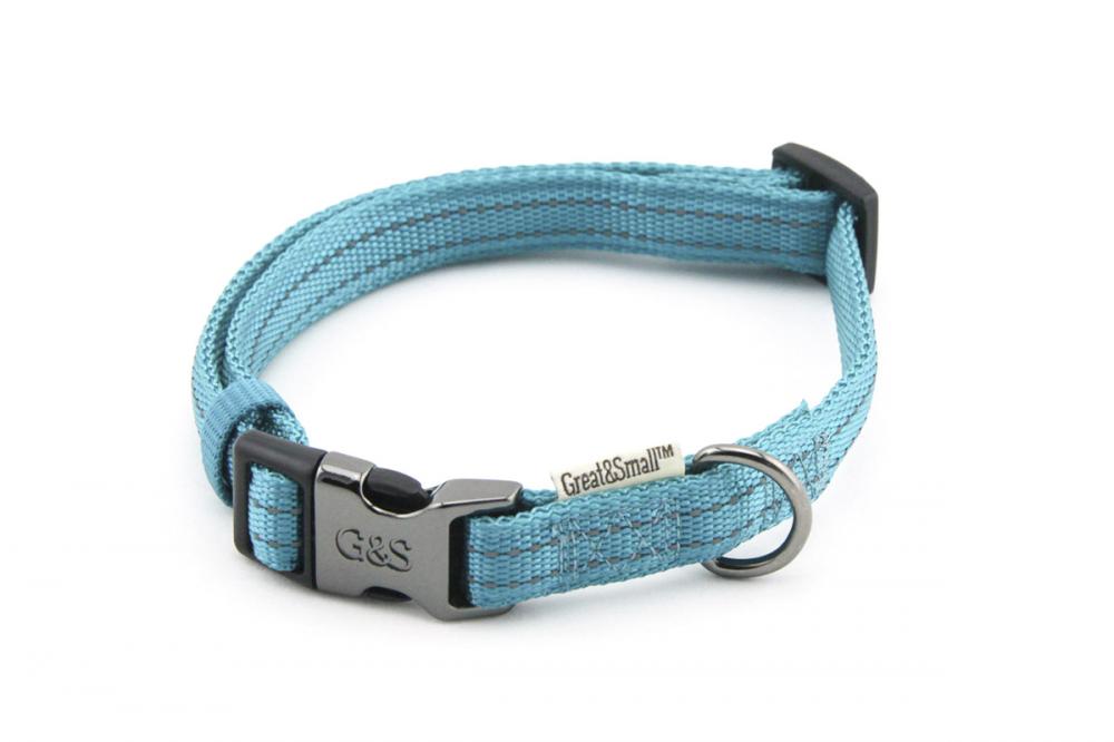ПР0043592 Ошейник для собак со светоотражающей острочкой 10х200-350мм нейлон бирюзовый Great&Small 